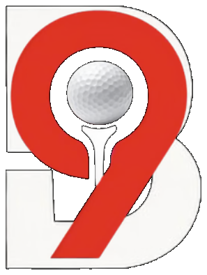 Back 9 Spine logo mark: a white B with a red 9 and a golf ball on a tee